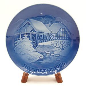 Bing & Grondahl B&G 1975 Christmas Plate The Old Water Mill Denmark Blue White